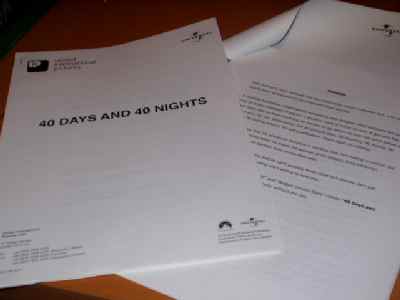 40 DAYS AND 40 NIGHTS: Promotional Booklet
