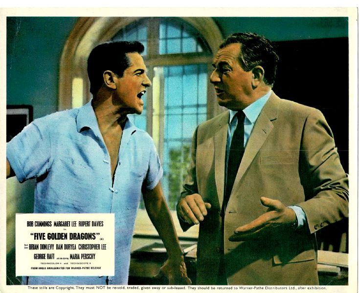 Cinema Lobby Card: FIVE GOLDEN DRAGONS 1967 (UK Man Shouting) Cinema Lobby Card: FIVE GOLDEN DRAGONS 1967 (UK Man Shouting)