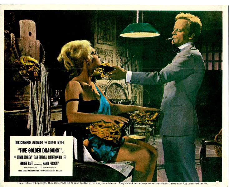 Cinema Lobby Card: FIVE GOLDEN DRAGONS 1967 (UK Gun To Head) Cinema Lobby Card: FIVE GOLDEN DRAGONS 1967 (UK Gun To Head)