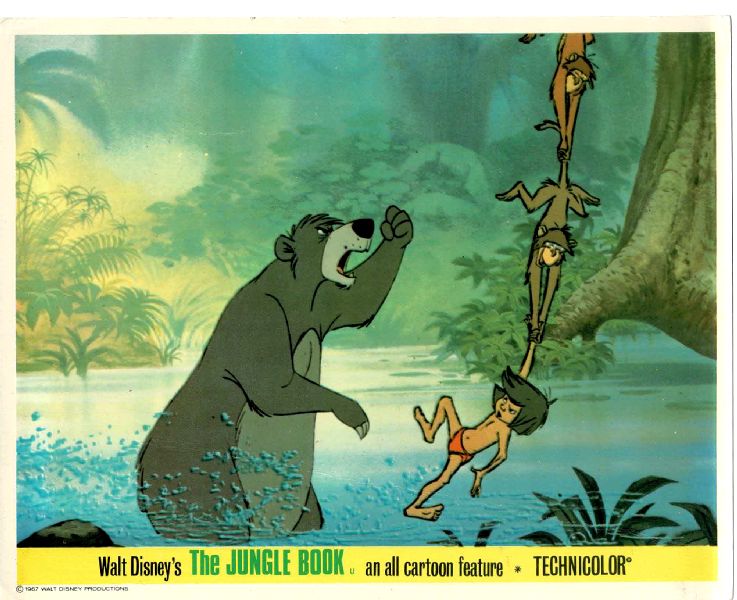 Cinema Lobby Card: JUNGLE BOOK, THE 1967 Mowgli Swinging With Monkeys Cinema Lobby Card: JUNGLE BOOK, THE 1967 Mowgli Swinging With Monkeys