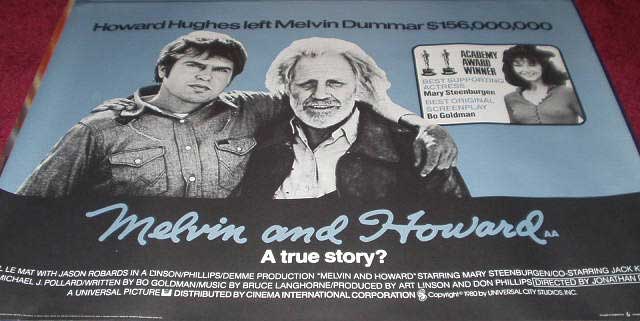MELVIN AND HOWARD: Main UK Quad Film Poster MELVIN AND HOWARD: Main UK Quad Film Poster