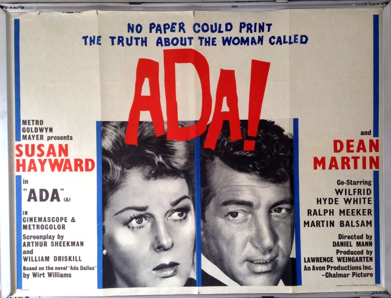 Cinema Poster: ADA 1961 (Quad) Susan Hayward Dean Martin Wilfrid Hyde-White