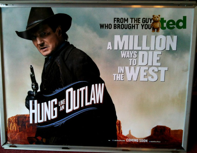 A MILLION WAYS TO DIE IN THE WEST: Clinch/Liam Neeson Quad Film Poster