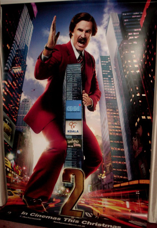 ANCHORMAN 2 THE LEGEND CONTINUES: Will Ferrell/Ron Burgundy Cinema Banner