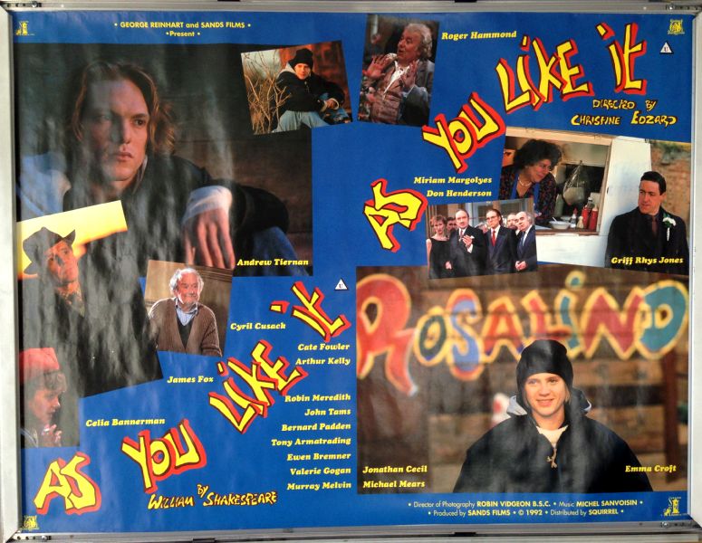 Cinema Poster: AS YOU LIKE IT 1992 (Quad) Ewen Bremner James Fox Griff Rhys Jones