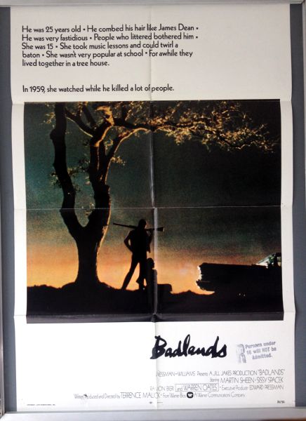Cinema Poster: BADLANDS 1973 (US One Sheet) Terrence Malick Martin Sheen Sissy Spacek Cinema Poster: BADLANDS 1973 (US One Sheet) Terrence Malick Martin Sheen Sissy Spacek