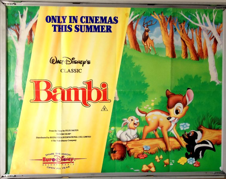 Cinema Poster: BAMBI 1942 (1993 RR Quad) Hardie Albright Stan Alexander