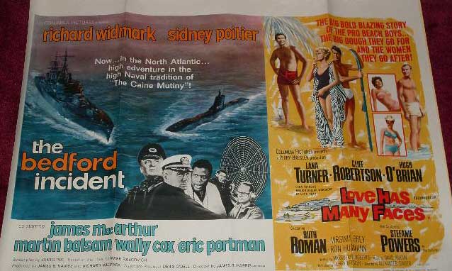 BEDFORD INCIDENT, THE/LOVE HAS MANY FACES: Double Bill UK Quad Film Poster