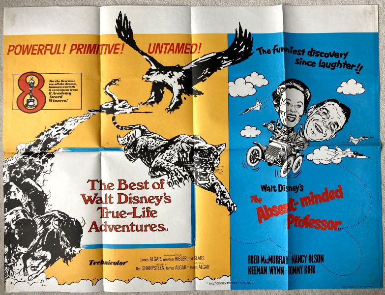 Cinema Poster: BEST OF WALT DISNEY'S TRUE-LIFE ADVENTURES/ABSENT MINDED PROFESSOR 1975 (Quad)