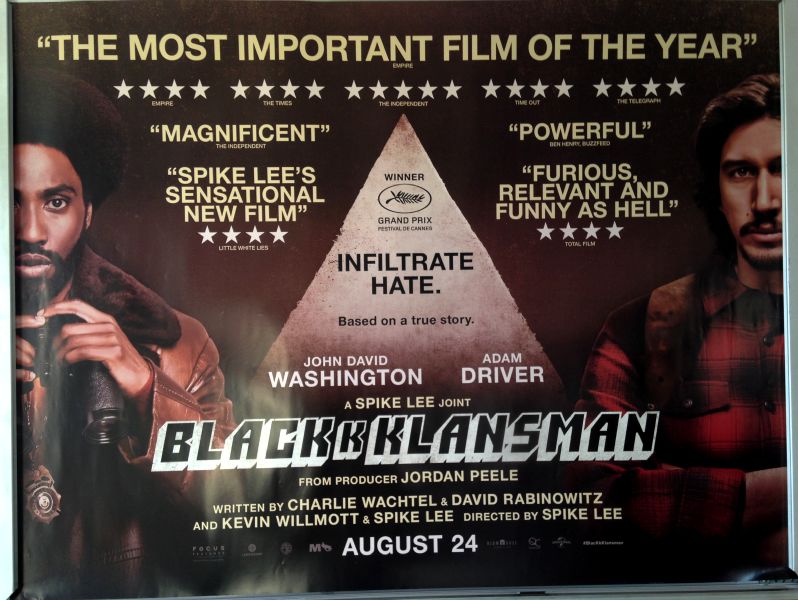 Cinema Poster: BLACKKKLANSMAN 2018 (Review Quad) John David Washington
