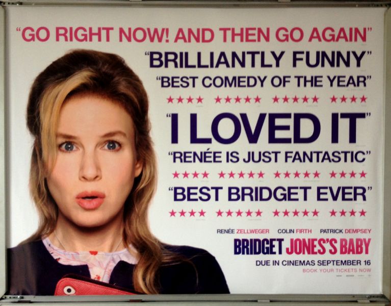 Cinema Poster: BRIDGET JONES'S BABY 2016 (Review Quad) Renée Zellweger