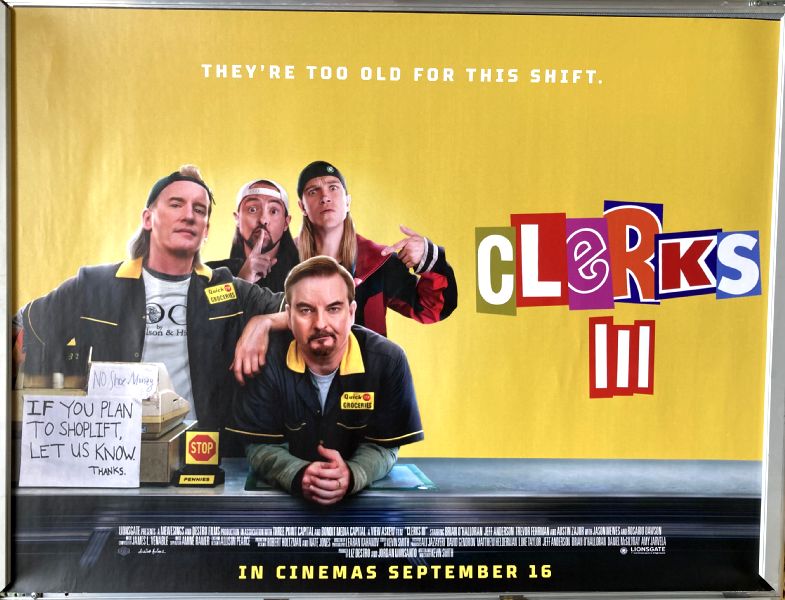 Cinema Poster: CLERKS III 2023 (Quad) Rosario Dawson Jason Mewes Kevin Smith