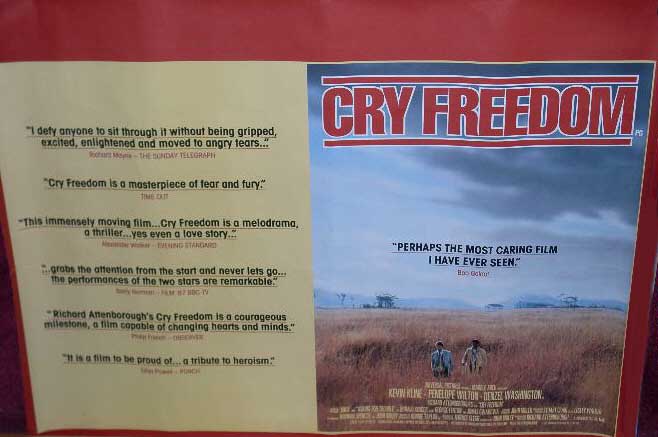 CRY FREEDOM: Review UK Quad Film Poster