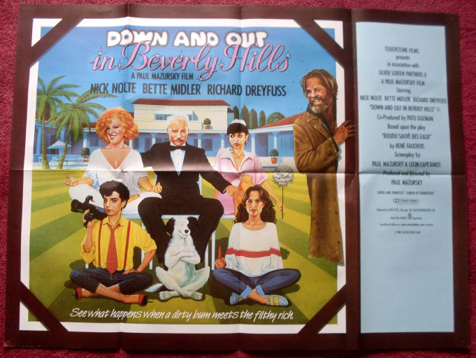 DOWN AND OUT IN BEVERLY HILLS: UK Quad Film Poster