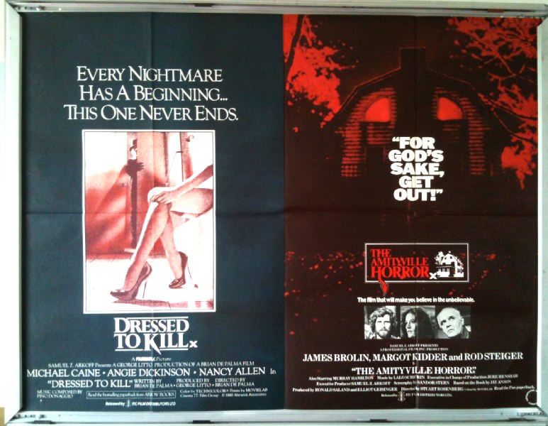 DRESSED TO KILL/AMITYVILLE HORROR: Double Bill UK Quad Film Poster