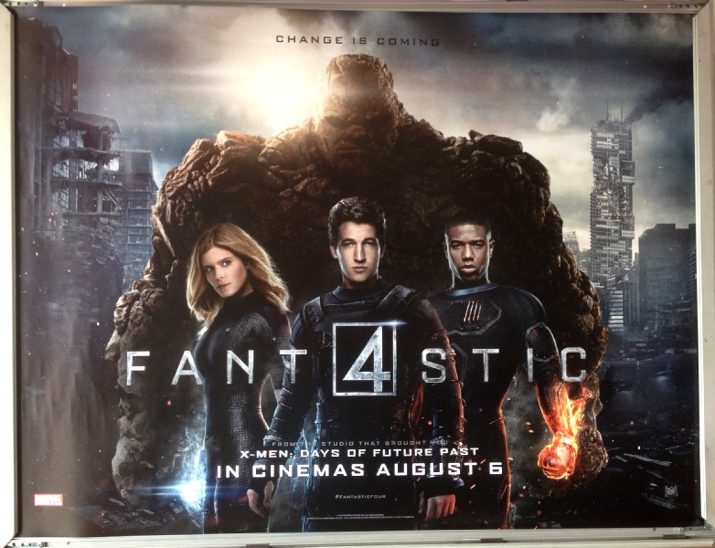 Cinema Poster: FANTASTIC FOUR 2015 ('Thing Behind Group' Quad) Jamie Bell Kate Mara