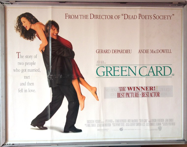 GREEN CARD: Main UK Quad Film Poster