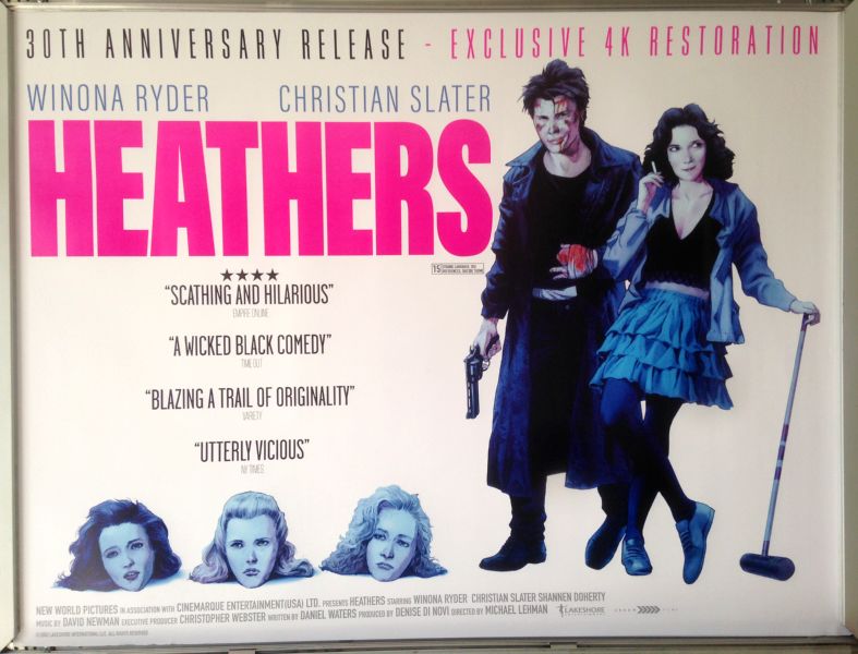Cinema Poster: HEATHERS 1988 (RR Quad) Winona Ryder Christian Slater Cinema Poster: HEATHERS 1988 (RR Quad) Winona Ryder Christian Slater