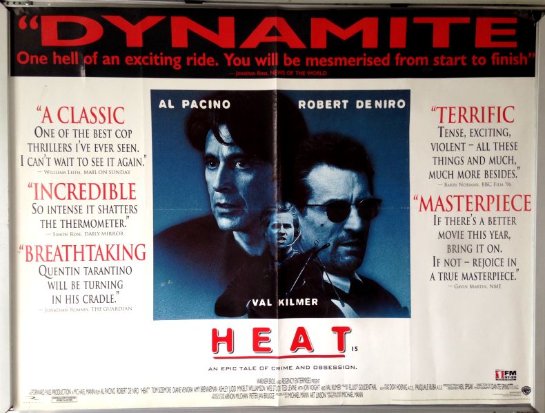 Cinema Poster: HEAT 1995 (Review Quad) Al Pacino Robert De Niro Val Kilmer Cinema Poster: HEAT 1995 (Review Quad) Al Pacino Robert De Niro Val Kilmer