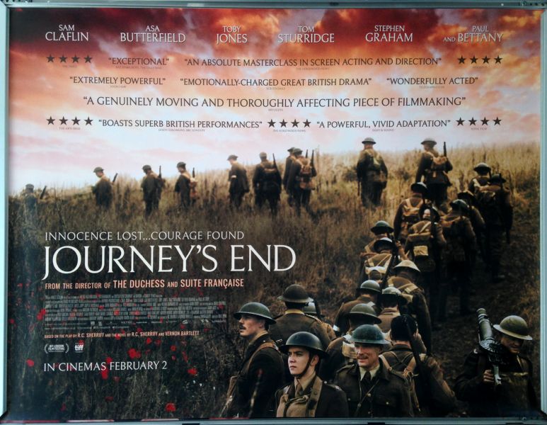 Cinema Poster: JOURNEY'S END 2018 (Quad) Sam Claflin Paul Bettany,Asa Butterfield