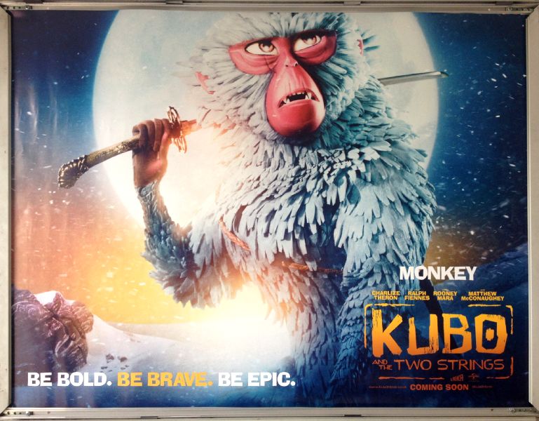 Cinema Poster: KUBO AND THE TWO STRINGS 2016 (Monkey Quad) Charlize Theron Matthew McConaughey 