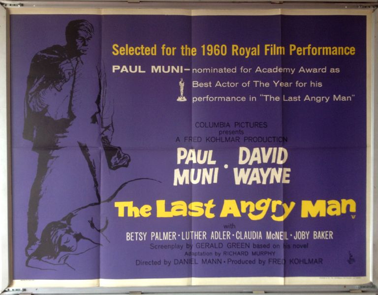 Cinema Poster: LAST ANGRY MAN, THE 1960 (Quad) Paul Muni David Wayne