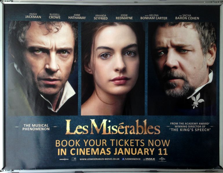 Cinema Poster: LES MISERABLES 2013 (Trio Quad) Amanda Seyfried Hugh Jackman