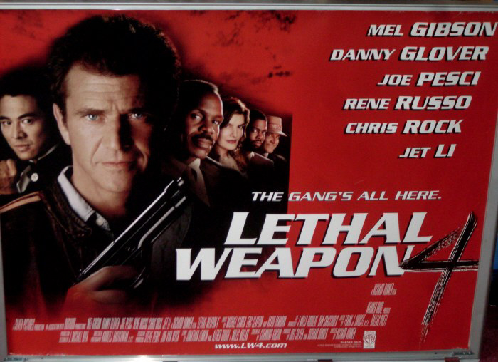 LETHAL WEAPON 4: Main UK Quad Film Poster LETHAL WEAPON 4: Main UK Quad Film Poster