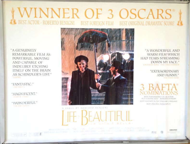 Cinema Poster: LIFE IS BEAUTIFUL aka La vita  bella 1997 (Quad) Roberto Benigni