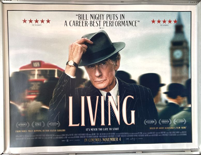 Cinema Poster: LIVING 2022 (Quad) Bill Nighy Aimee Lou Wood Alex Sharp