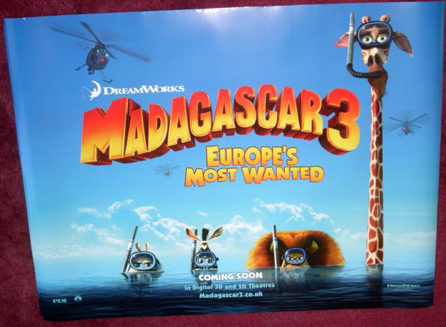 MADAGASCAR 3 EUROPE'S MOST WANTED: Advance UK Quad Film Poster