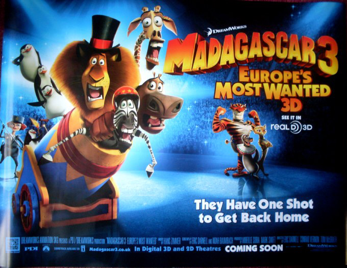 MADAGASCAR 3 EUROPE'S MOST WANTED: Main UK Quad Film Poster