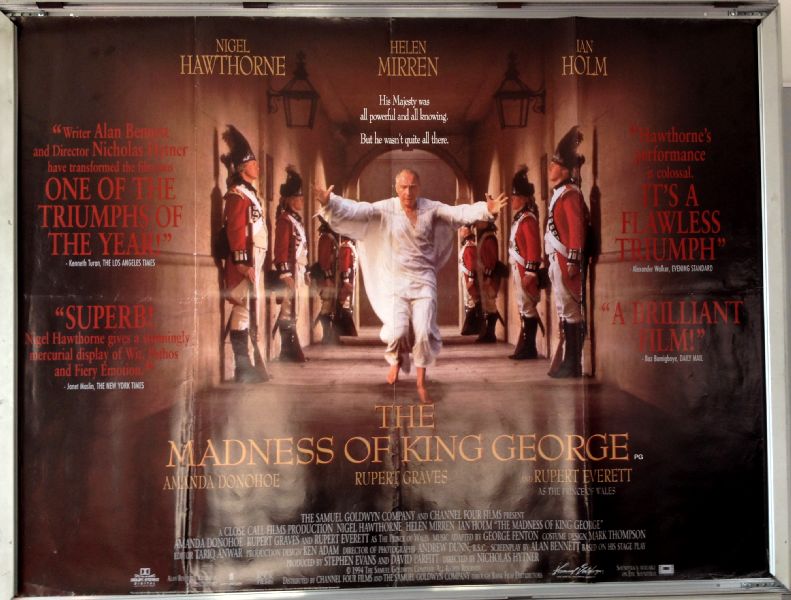 Cinema Poster: MADNESS OF KING GEORGE 1994 (Quad) Nigel Hawthorne Helen Mirren