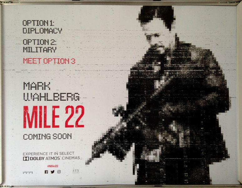 Cinema Poster: MILE 22 2018 (Advance Quad) Mark Wahlberg Lauren Cohan