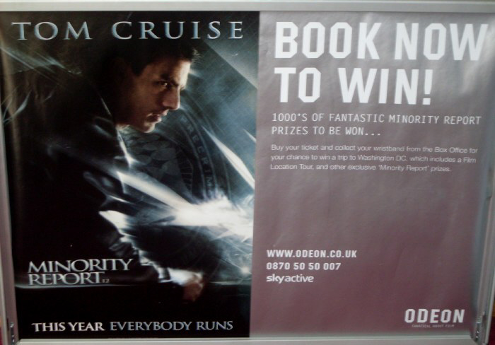 MINORITY REPORT: Odeon UK Quad Film Poster MINORITY REPORT: Odeon UK Quad Film Poster