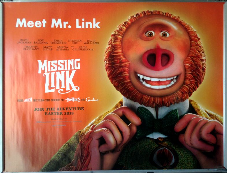 Cinema Poster: MISSING LINK 2019 (Quad) Hugh Jackman David Walliams Stephen Fry
