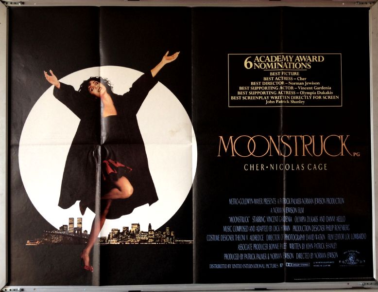Cinema Poster: MOONSTRUCK 1987 (Quad) Cher Nicolas Cage Danny Aiello John Mahony Cinema Poster: MOONSTRUCK 1987 (Quad) Cher Nicolas Cage Danny Aiello John Mahony
