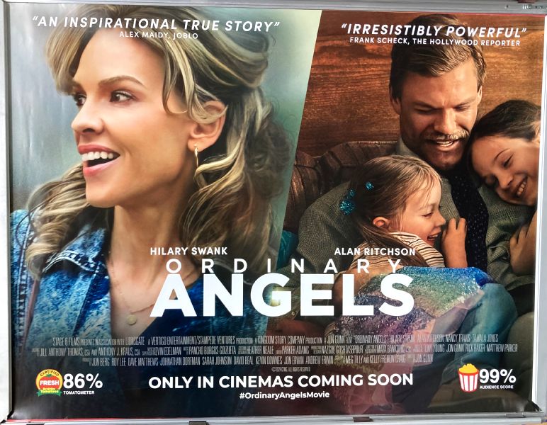 Cinema Poster: ORDINARY ANGELS 2024 (Quad) Hilary Swank Alan Ritchson Emily Mitchell