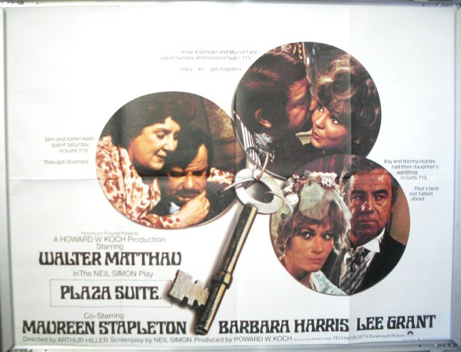 Cinema Poster: PLAZA SUITE 1971 (Quad) Walter Matthau Maureen Stapleton