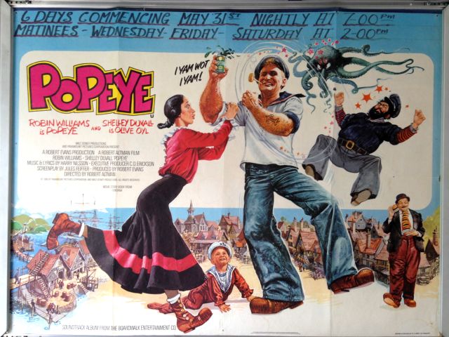 Cinema Poster: POPEYE 1981 (Quad) Robin Williams Shelley Duvall Ray Walston Cinema Poster: POPEYE 1981 (Quad) Robin Williams Shelley Duvall Ray Walston