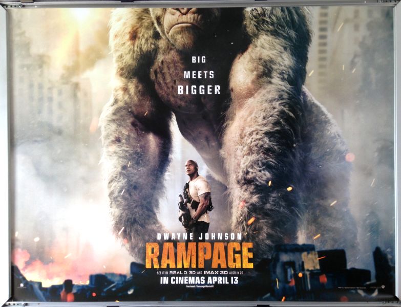 Cinema Poster: RAMPAGE 2018 (Advance Quad) Dwayne Johnson Naomie Harris