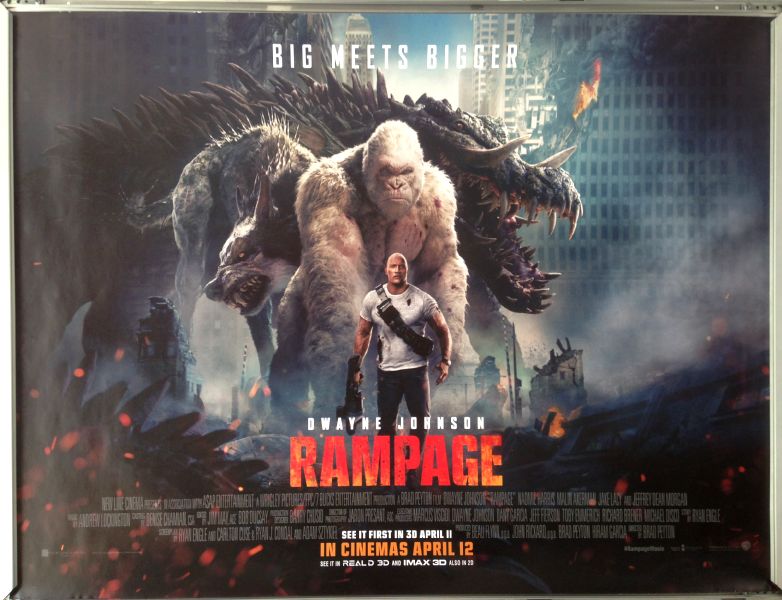 Cinema Poster: RAMPAGE 2018 (Main Quad) Dwayne Johnson Naomie Harris