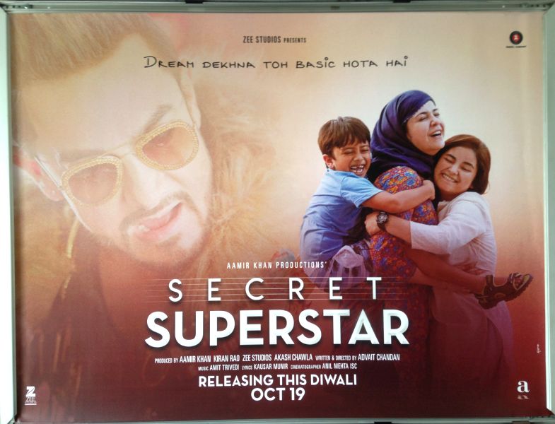 Cinema Poster: SECRET SUPERSTAR 2017 (Quad) Zaira Wasim Meher Vij Raj Arjun