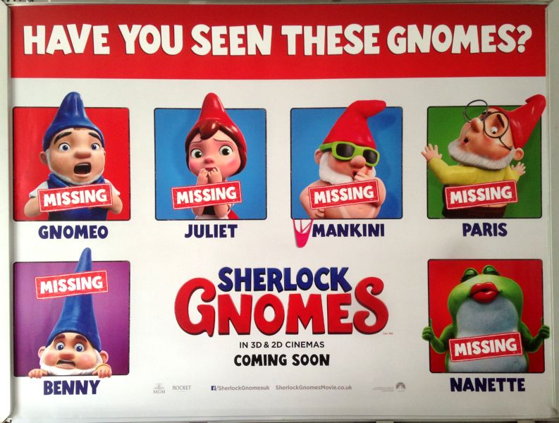 Cinema Poster: SHERLOCK GNOMES 2018 (Missing Quad) Emily Blunt Johnny Depp