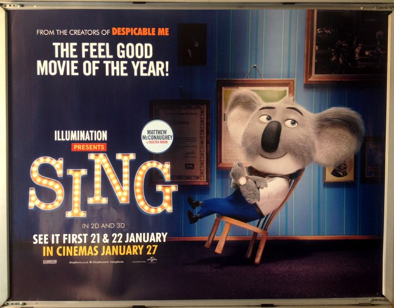 Cinema Poster: SING 2017 (Buster Moon Quad) Matthew McConaughey Reese Witherspoon Cinema Poster: SING 2017 (Buster Moon Quad) Matthew McConaughey Reese Witherspoon
