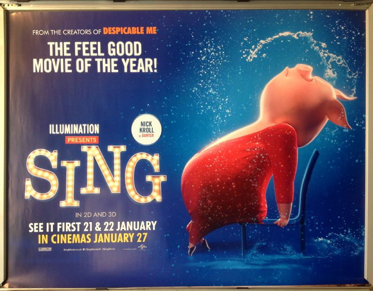 Cinema Poster: SING 2017 (Gunter Quad) Nick Kroll Scarlett Johannson