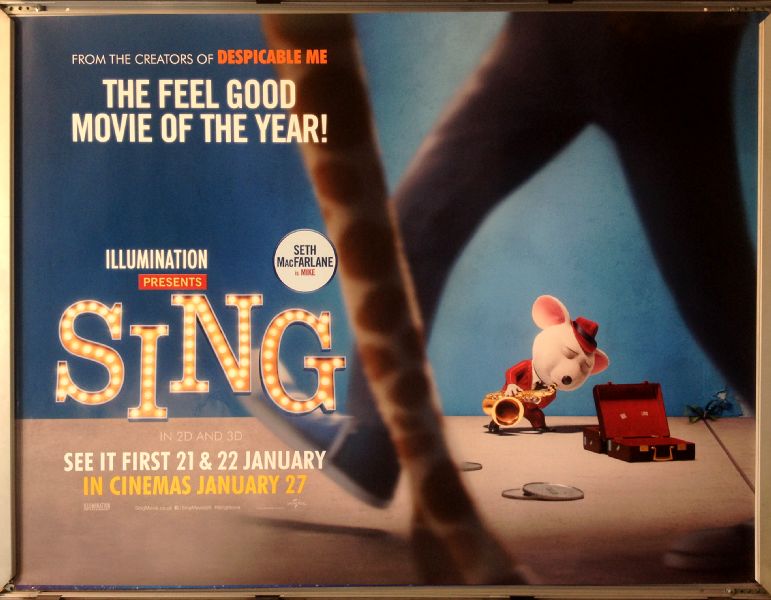 Cinema Poster: SING 2017 (Mike Quad) Seth MacFarlane Scarlett Johannson