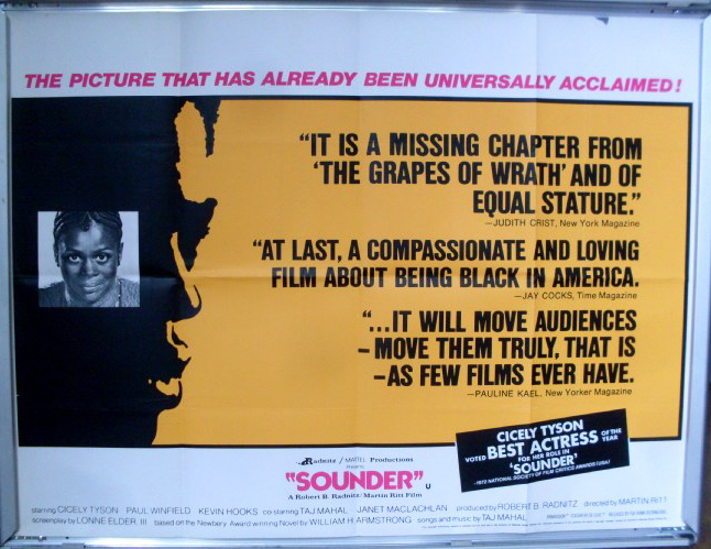 Cinema Poster: SOUNDER 1972 (Quad) Cicely Tyson Paul Winfield Kevin Hooks