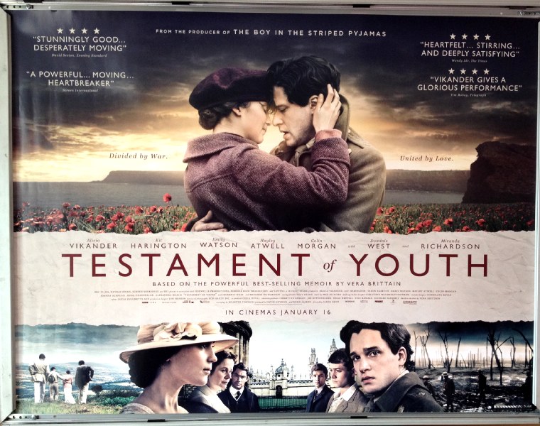 Cinema Poster: TESTAMENT OF YOUTH 2015 (Quad) Hayley Atwell Alicia Vikander