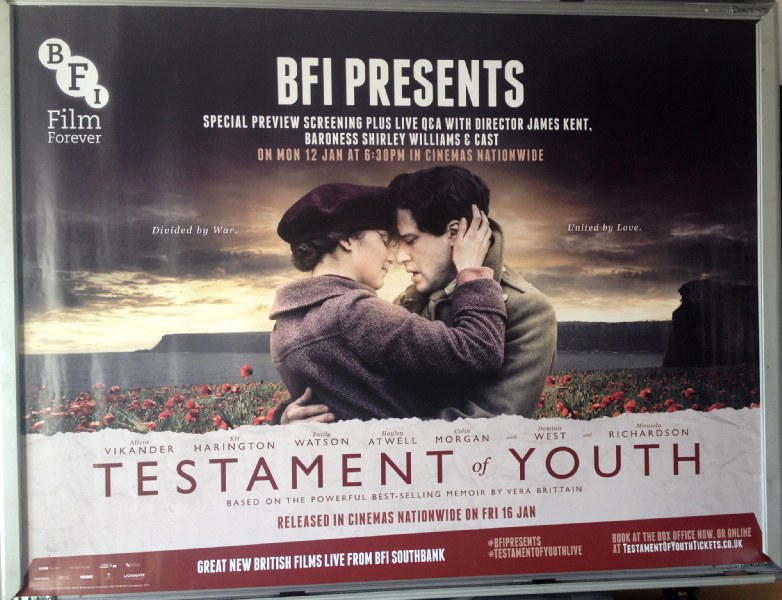 Cinema Poster: TESTAMENT OF YOUTH 2015 (Preview Quad) Hayley Atwell Alicia Vikander